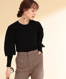 Ray BEAMS | Ray BEAMS / タック バルーンスリーブ クルーネック ニット(ニット/セーター)