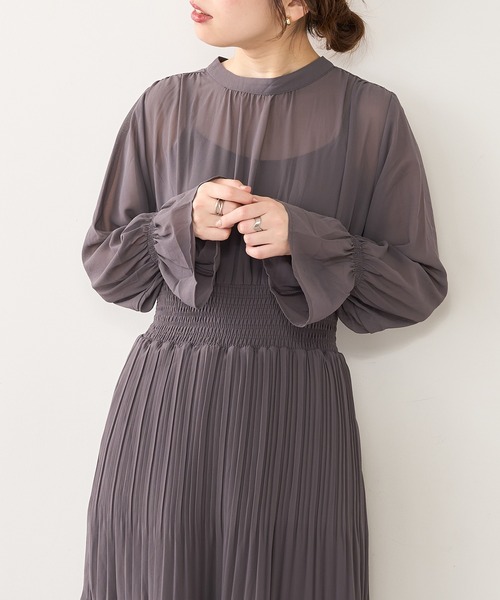 natural couture（ナチュラルクチュール）の「ランダムプリーツプチハイティアードワンピース（ワンピース・レディース・スミクロ/グリーン/ピンク/その他1/その他2/その他3・FREE）」の12枚目の写真