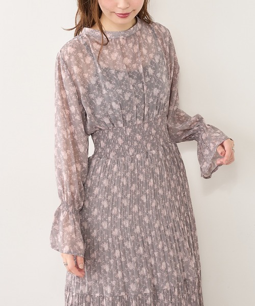 natural couture（ナチュラルクチュール）の「ランダムプリーツプチハイティアードワンピース（ワンピース・レディース・スミクロ/グリーン/ピンク/その他1/その他2/その他3・FREE）」の15枚目の写真