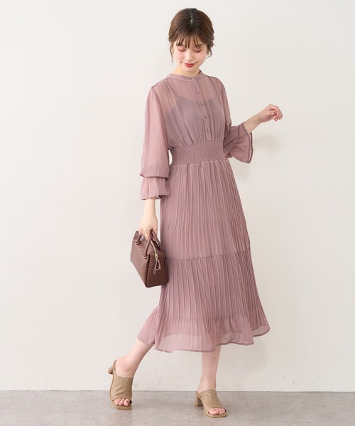 natural couture（ナチュラルクチュール）の「ランダムプリーツプチハイティアードワンピース（ワンピース・レディース・スミクロ/グリーン/ピンク/その他1/その他2/その他3・FREE）」の18枚目の写真