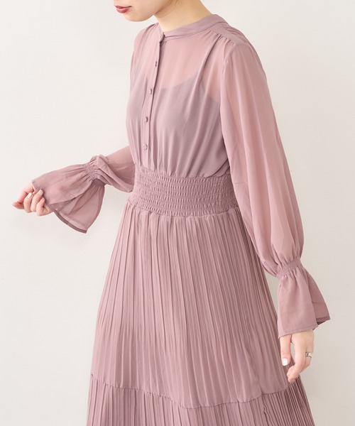 natural couture（ナチュラルクチュール）の「ランダムプリーツプチハイティアードワンピース（ワンピース・レディース・スミクロ/グリーン/ピンク/その他1/その他2/その他3・FREE）」の13枚目の写真