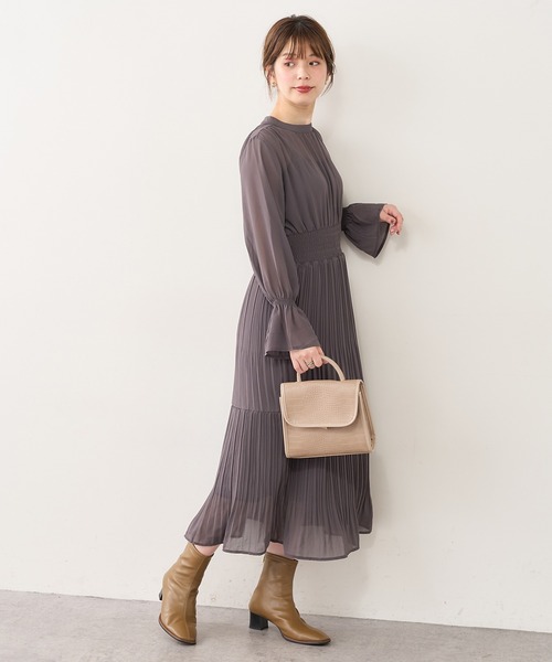 natural couture（ナチュラルクチュール）の「ランダムプリーツプチハイティアードワンピース（ワンピース・レディース・スミクロ/グリーン/ピンク/その他1/その他2/その他3・FREE）」の17枚目の写真