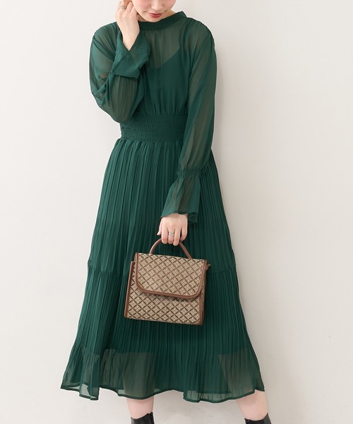 natural couture（ナチュラルクチュール）の「ランダムプリーツプチハイティアードワンピース（ワンピース・レディース・スミクロ/グリーン/ピンク/その他1/その他2/その他3・FREE）」の22枚目の写真