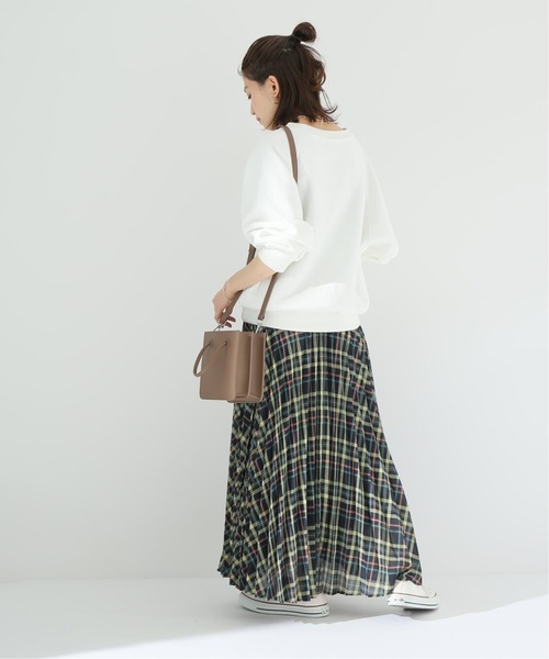 Simplicite(サンプリシテ)の「先染めプリーツスカート◆(スカート・レディース・ネイビー/ブルー系その他/オレンジ・FREE)」の5枚目の写真