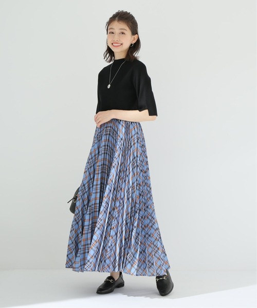 Simplicite(サンプリシテ)の「先染めプリーツスカート◆(スカート・レディース・ネイビー/ブルー系その他/オレンジ・FREE)」の6枚目の写真