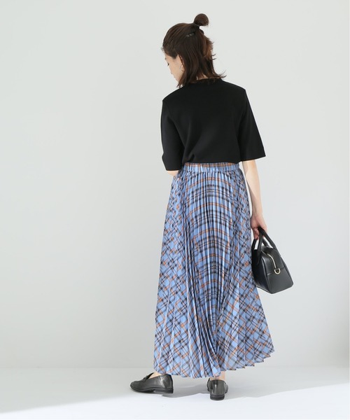 Simplicite(サンプリシテ)の「先染めプリーツスカート◆(スカート・レディース・ネイビー/ブルー系その他/オレンジ・FREE)」の7枚目の写真