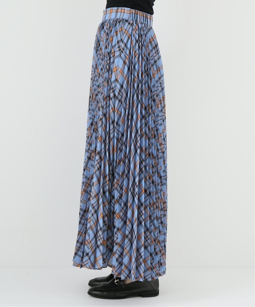 Simplicite(サンプリシテ)の「先染めプリーツスカート◆(スカート・レディース・ネイビー/ブルー系その他/オレンジ・FREE)」の11枚目の写真