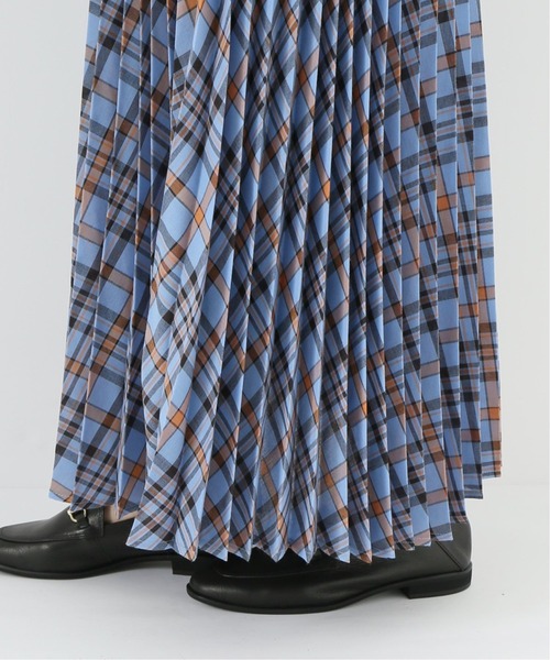 Simplicite(サンプリシテ)の「先染めプリーツスカート◆(スカート・レディース・ネイビー/ブルー系その他/オレンジ・FREE)」の15枚目の写真