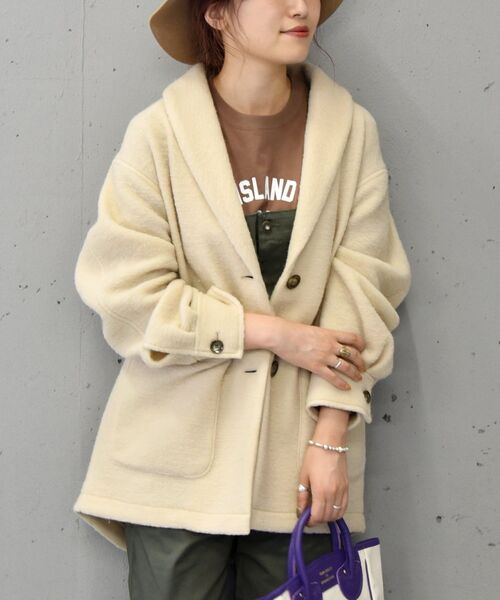 SHIPS any（シップス エニィ）の「SHIPS any: チェック ショート コート ジャケット◇（その他アウター・レディース・ベージュ/ピンク・ONE SIZE）」の18枚目の写真