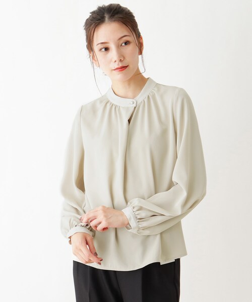 DRESKIP(ドレスキップ)の「◆パール調釦お袖ボリュームブラウス(シャツ/ブラウス・レディース・ダークオレンジ/ブラック系/ベージュ系その他7/ホワイト系3/ブラック・02/04/03)」の4枚目の写真