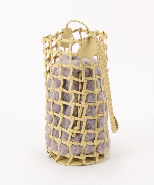 RAY CASSIN（レイカズン）の「ファー巾着×フィッシュネットトート（ショルダーバッグ・レディース・ベージュ/イエロー/キナリ・FREE）」の20枚目の写真