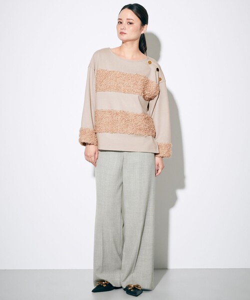 GRACE CLASS（グレースクラス）の「モヘヤループツイードトップ（Tシャツ/カットソー・レディース・ブラック/ピンク・36）」の5枚目の写真