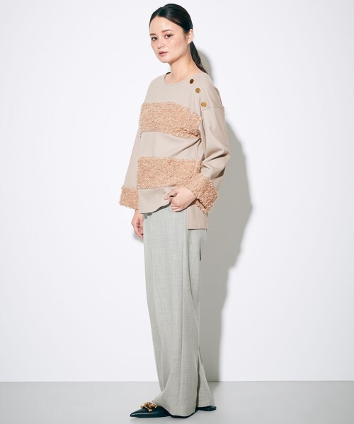 GRACE CLASS（グレースクラス）の「モヘヤループツイードトップ（Tシャツ/カットソー・レディース・ブラック/ピンク・36）」の6枚目の写真