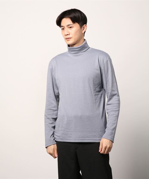 Beno(ビーノ)の「タートルネック マイクロスムース ロングスリーブ カットソー(Tシャツ/カットソー・メンズ・グレー/ベージュ/ブラック/オフホワイト・L/M/XL)」の7枚目の写真
