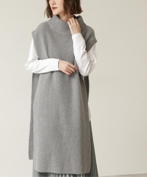 NATURAL BEAUTY BASIC（ナチュラルビューティーベーシック）の「ＢＲｉＣＯ畦チュニックベスト（ベスト・レディース・グレー/ベージュ/ブルー・MEDIUM）」の2枚目の写真