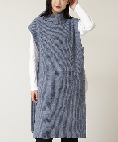 NATURAL BEAUTY BASIC（ナチュラルビューティーベーシック）の「ＢＲｉＣＯ畦チュニックベスト（ベスト・レディース・グレー/ベージュ/ブルー・MEDIUM）」の3枚目の写真