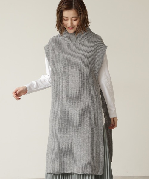 NATURAL BEAUTY BASIC（ナチュラルビューティーベーシック）の「ＢＲｉＣＯ畦チュニックベスト（ベスト・レディース・グレー/ベージュ/ブルー・MEDIUM）」の21枚目の写真