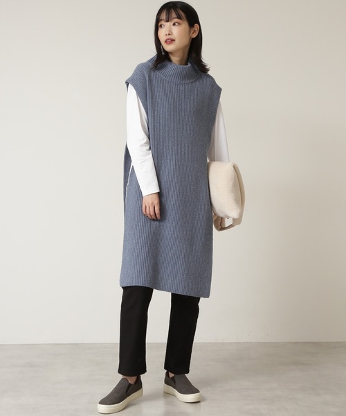 NATURAL BEAUTY BASIC（ナチュラルビューティーベーシック）の「ＢＲｉＣＯ畦チュニックベスト（ベスト・レディース・グレー/ベージュ/ブルー・MEDIUM）」の20枚目の写真