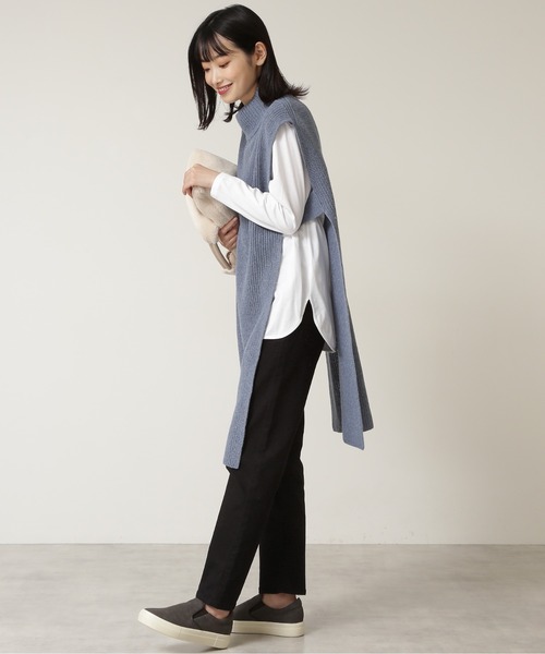 NATURAL BEAUTY BASIC（ナチュラルビューティーベーシック）の「ＢＲｉＣＯ畦チュニックベスト（ベスト・レディース・グレー/ベージュ/ブルー・MEDIUM）」の9枚目の写真