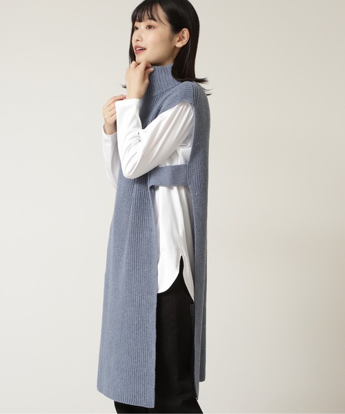 NATURAL BEAUTY BASIC（ナチュラルビューティーベーシック）の「ＢＲｉＣＯ畦チュニックベスト（ベスト・レディース・グレー/ベージュ/ブルー・MEDIUM）」の14枚目の写真