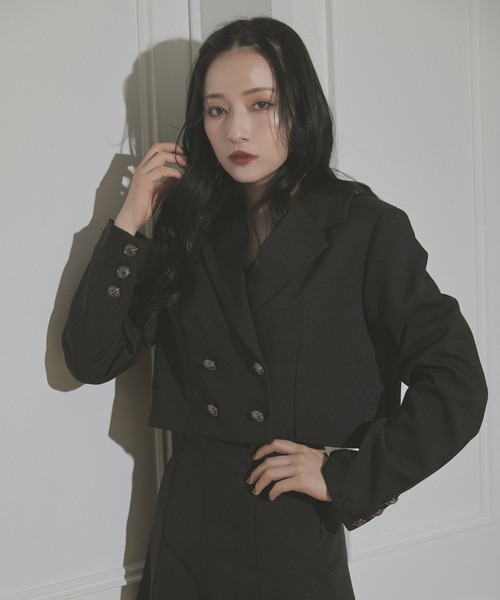 ANDGEEBEE(アンジービー)の「ダブルボタンジャケット(テーラードジャケット・レディース・ブラック/チェック・MEDIUM)」の16枚目の写真