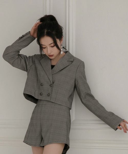 ANDGEEBEE(アンジービー)の「ダブルボタンジャケット(テーラードジャケット・レディース・ブラック/チェック・MEDIUM)」の14枚目の写真