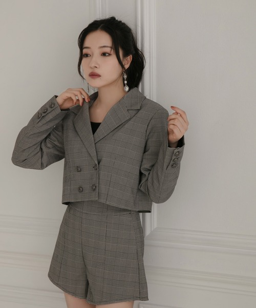 ANDGEEBEE(アンジービー)の「ダブルボタンジャケット(テーラードジャケット・レディース・ブラック/チェック・MEDIUM)」の9枚目の写真