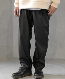 【MinoriTY】シンセティックレザーCPOワイドパンツ テーパードパンツ スラックス メンズ 無地
