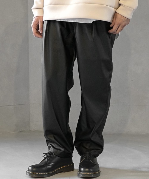 MinoriTY(マイノリティ)の「【MinoriTY】シンセティックレザーCPOワイドパンツ テーパードパンツ スラックス メンズ 無地(スラックス・メンズ・杢グレー/ブラック・L/M)」の2枚目の写真