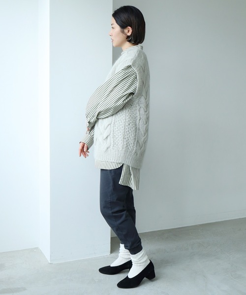 cardo fabrica（カルドファブリカ）の「モヘヤケーブルハンドニットベスト（ベスト・レディース・パープル/グレー・FREE）」の5枚目の写真