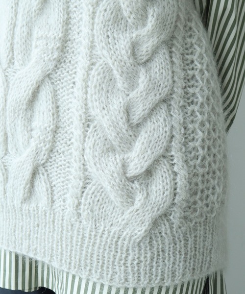 cardo fabrica（カルドファブリカ）の「モヘヤケーブルハンドニットベスト（ベスト・レディース・パープル/グレー・FREE）」の12枚目の写真
