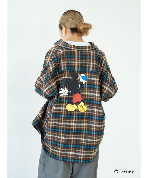 Disney(ディズニー)の「チェック綿ビエラBIGシャツ/Mickey(シャツ/ブラウス・レディース・ブラウン/ネイビー・M/L)」の5枚目の写真