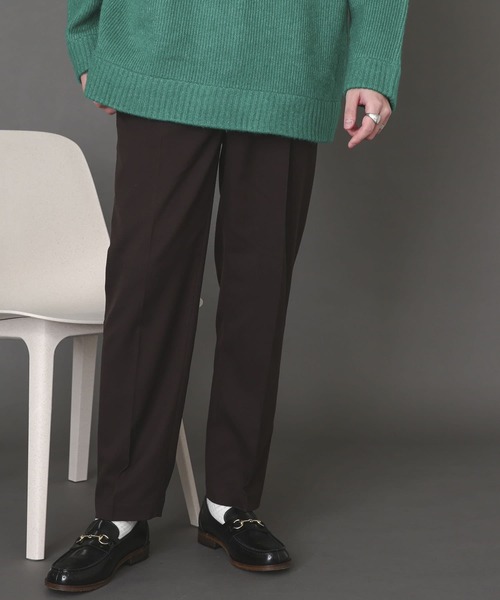 SENSE OF PLACE by URBAN RESEARCH（センスオブプレイスバイアーバンリサーチ）の「『Sサイズあり』ウールライクタックテーパードパンツ（スラックス・メンズ・ブラック/ブラウン/グレー/ライトベージュ・MEDIUM/LARGE/SMALL）」の14枚目の写真