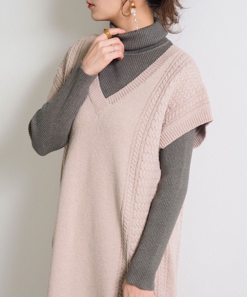 Crisp（クリスプ）の「ケーブルロングニットワンピース（ワンピース・レディース・パープル/グリーン・FREE）」の5枚目の写真