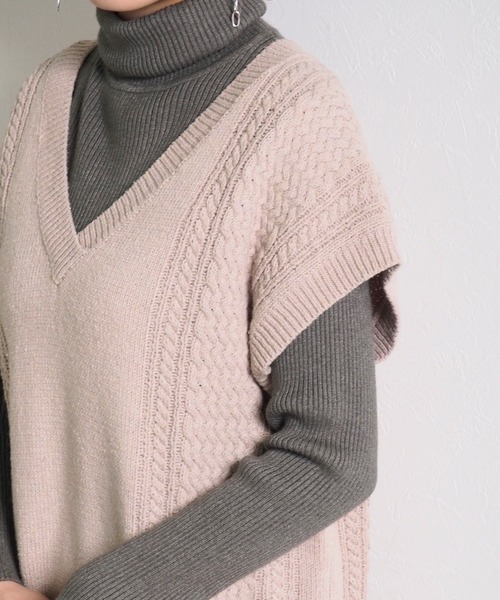 Crisp（クリスプ）の「ケーブルロングニットワンピース（ワンピース・レディース・パープル/グリーン・FREE）」の8枚目の写真