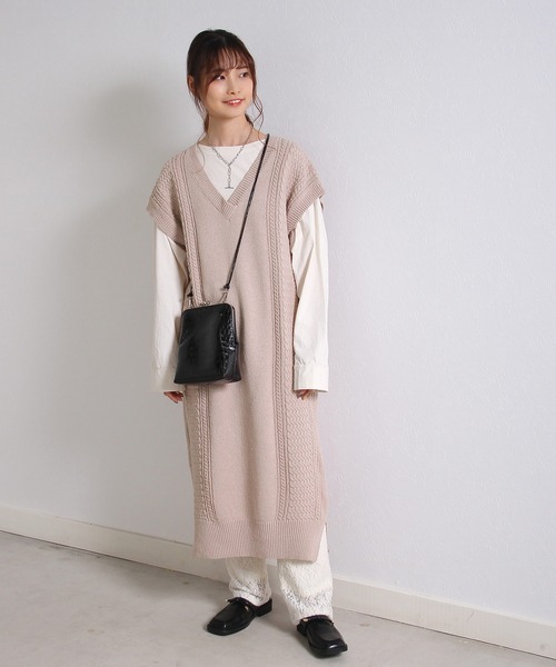 Crisp（クリスプ）の「ケーブルロングニットワンピース（ワンピース・レディース・パープル/グリーン・FREE）」の10枚目の写真