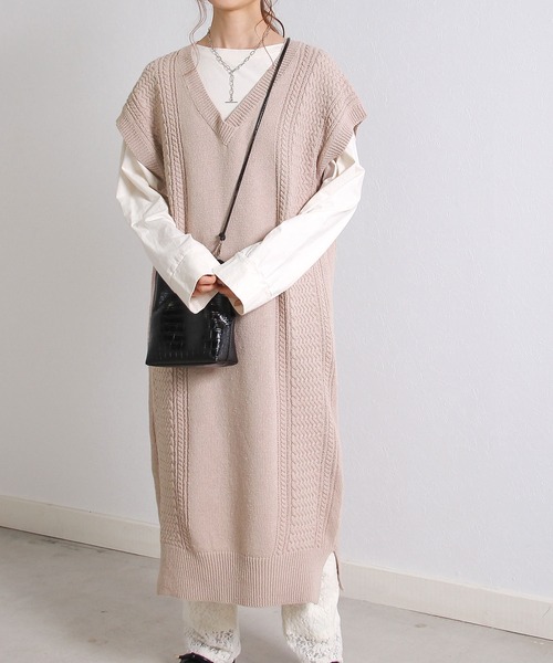 Crisp（クリスプ）の「ケーブルロングニットワンピース（ワンピース・レディース・パープル/グリーン・FREE）」の12枚目の写真