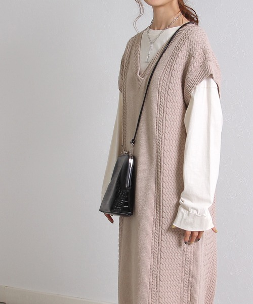 Crisp（クリスプ）の「ケーブルロングニットワンピース（ワンピース・レディース・パープル/グリーン・FREE）」の14枚目の写真