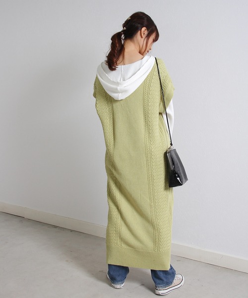 Crisp（クリスプ）の「ケーブルロングニットワンピース（ワンピース・レディース・パープル/グリーン・FREE）」の20枚目の写真