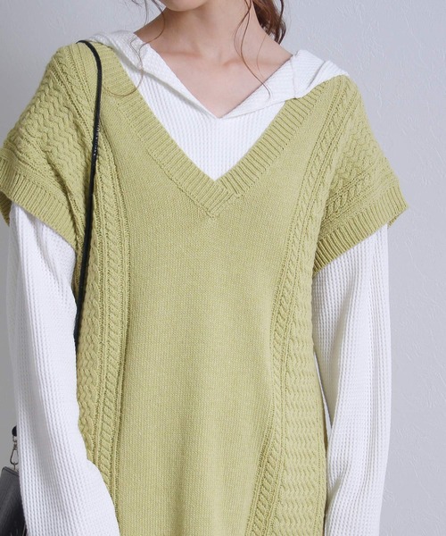 Crisp（クリスプ）の「ケーブルロングニットワンピース（ワンピース・レディース・パープル/グリーン・FREE）」の22枚目の写真