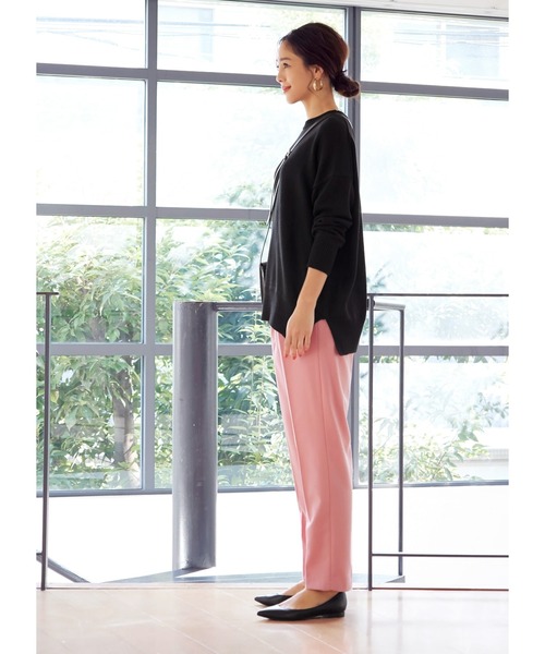 STYLE DELI（スタイルデリ）の「ウールライクタックテーパードパンツ（スラックス・レディース・チャコールグレー/ピンク/キャメル・SMALL/MEDIUM）」の5枚目の写真