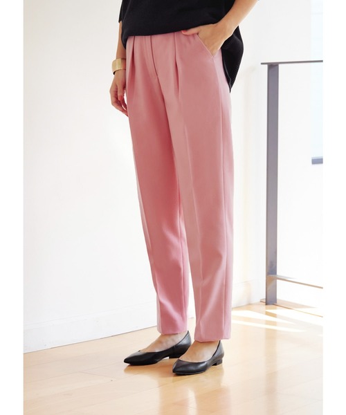 STYLE DELI（スタイルデリ）の「ウールライクタックテーパードパンツ（スラックス・レディース・チャコールグレー/ピンク/キャメル・SMALL/MEDIUM）」の7枚目の写真