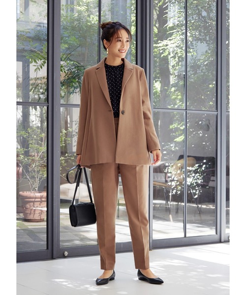 STYLE DELI（スタイルデリ）の「ウールライクタックテーパードパンツ（スラックス・レディース・チャコールグレー/ピンク/キャメル・SMALL/MEDIUM）」の19枚目の写真