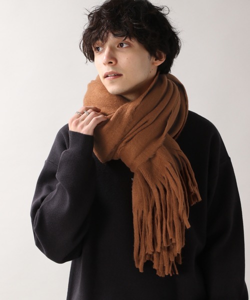 RAGEBLUE（レイジブルー）の「ラッセルボリュームマフラー/227918（マフラー・メンズ・ブラック/ベージュ/パープル/ブラウン/オフホワイト/ダークグレー/ブルー系その他・FREE）」の5枚目の写真