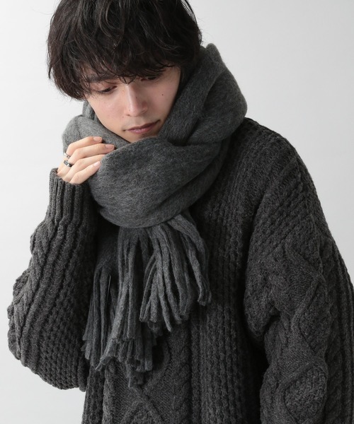 RAGEBLUE（レイジブルー）の「ラッセルボリュームマフラー/227918（マフラー・メンズ・ブラック/ベージュ/パープル/ブラウン/オフホワイト/ダークグレー/ブルー系その他・FREE）」の4枚目の写真