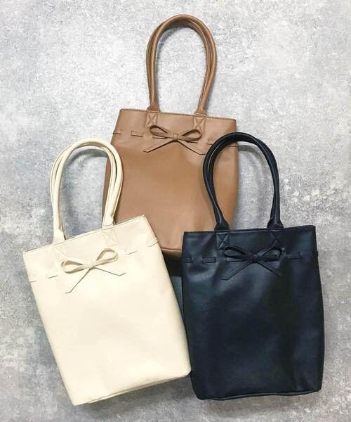 INGNI（イング）の「リボントート（トートバッグ・レディース・ブラック/アイボリー/モカ・ONE SIZE）」の3枚目の写真