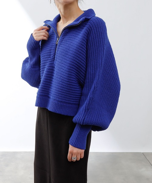 COLONY 2139(コロニートゥーワンスリーナイン)の「【WEB・一部店舗限定】短丈ドルマンZIPニットプルオーバー/ハーフジップ短丈ニット(ニット/セーター・レディース・アイボリー/チャコールグレー/ブラウン/ブルー・FREE)」の8枚目の写真