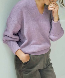 ＩＥＤＩＴ　内側コットンで快適　表アルパカ混素材のきれいめに着られるこなれＶネックニット