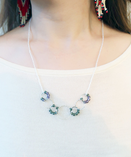 MATSUNO GLASS BEADS(マツノグラスビーズ)の「【MATSUNO GLASS BEADS/松野グラスビーズ】Halo Necklace NE92M(ネックレス・レディース・グリーン/ゴールド/ブラック/ブラウン/シルバー/ターコイズブルー/レッド/ピンク・FREE)」の2枚目の写真