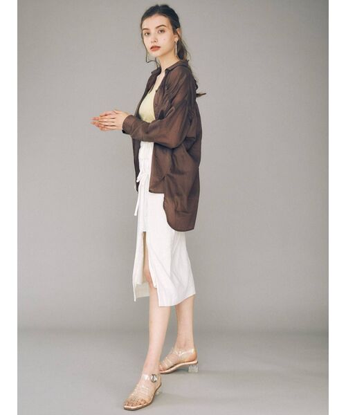 MERCURYDUO（マーキュリーデュオ）の「カップ付バックオープンクロスキャミ（Tシャツ/カットソー・レディース・ブラック/オフホワイト/ライム・FREE）」の7枚目の写真